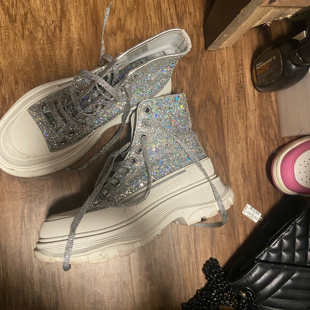 Alexander mc queen silver glitter sneakers